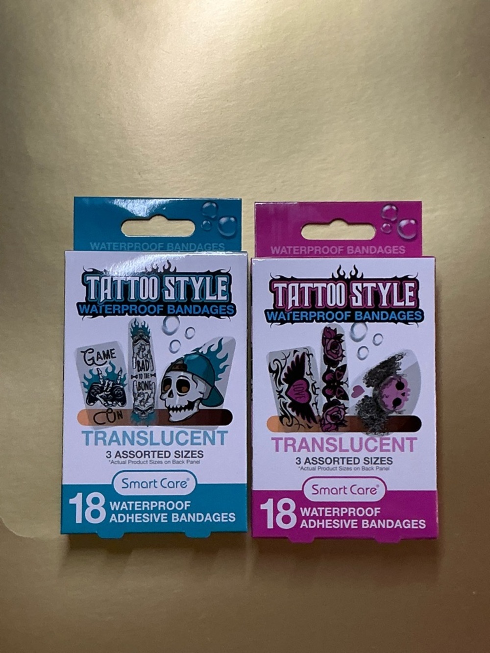 Tattoo Style Waterproof Translucent Bandages - 18 Count (Assorted)